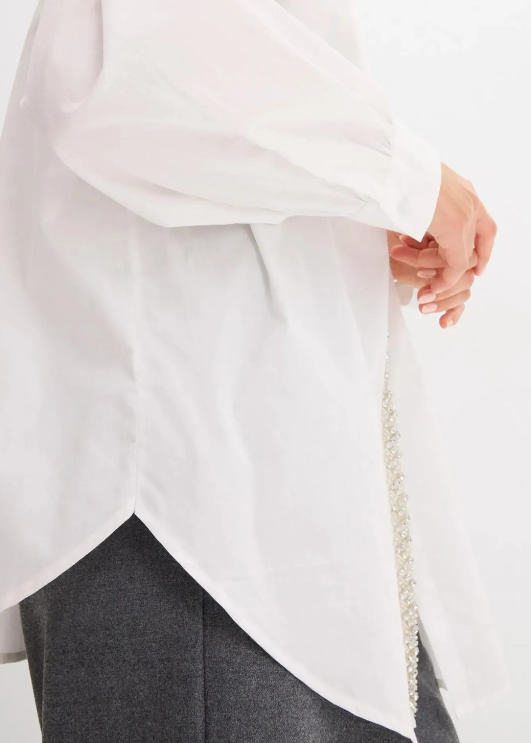 Discount Hemdbluse mit Strass-Applikation Damen Blusen & Tuniken