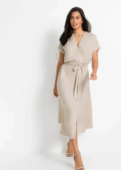 Damen bonprix Kleider|Bekleidung·Pullover & Strickjacken|Hemdblusenkleid