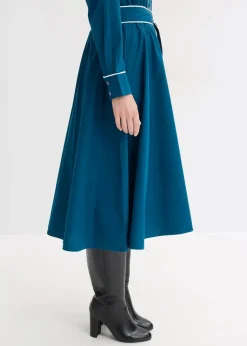 Damen bonprix Kleider|Bekleidung·Pullover & Strickjacken|Hemdblusenkleid aus Baumwoll-Popeline mit bügelfreier Ausrüstung