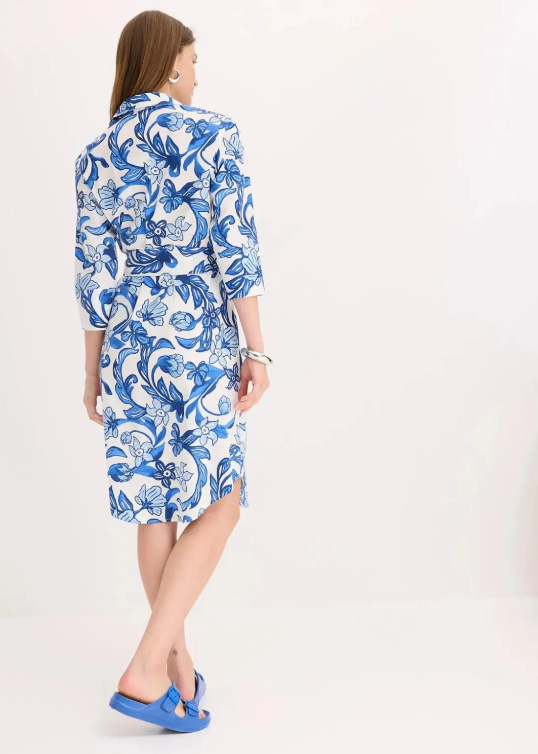 Damen bonprix Kleider|Hemdblusenkleid aus Baumwoll-Mix