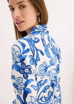 Damen bonprix Kleider|Hemdblusenkleid aus Baumwoll-Mix