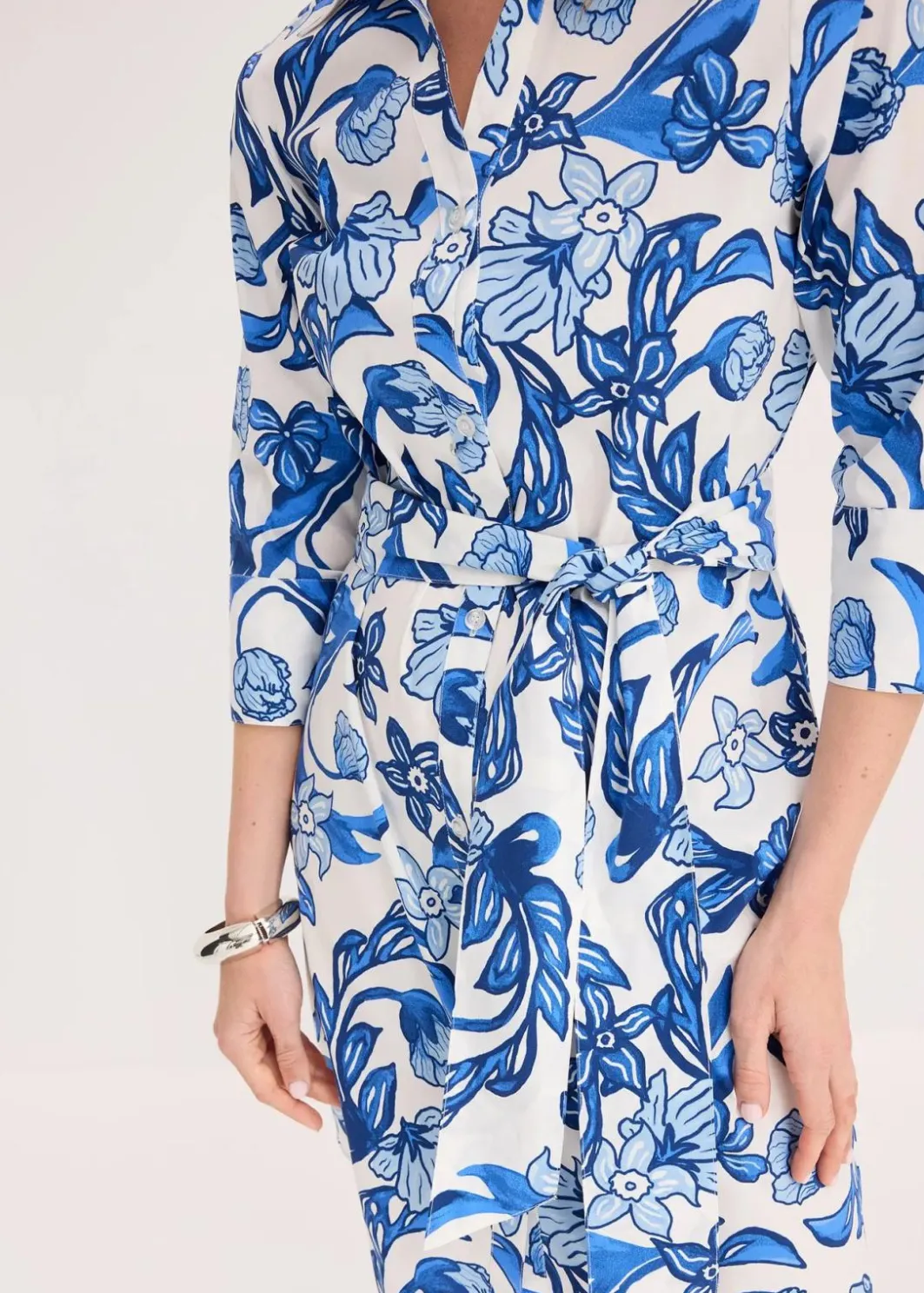 Damen bonprix Kleider|Hemdblusenkleid aus Baumwoll-Mix