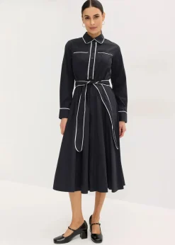 Hemdblusenkleid aus Baumwoll-Popeline mit bügelfreier Ausrüstung Damen Bekleidung·Pullover & Strickjacken|Kleider