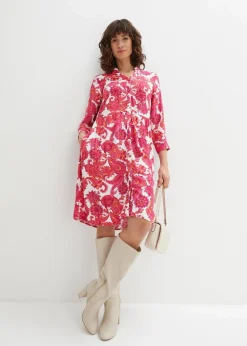 Damen bonprix Bekleidung·Pullover & Strickjacken|Kleider|Hemdblusenkleid aus fließender Viskose