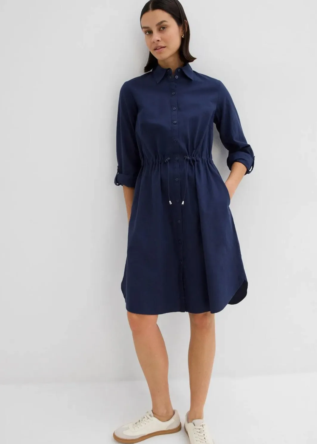 Discount Hemdblusenkleid aus Leinen-Baumwoll-Mix Damen Kleider|Bekleidung·Pullover & Strickjacken