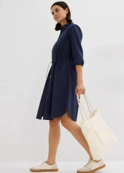 Discount Hemdblusenkleid aus Leinen-Baumwoll-Mix Damen Kleider|Bekleidung·Pullover & Strickjacken
