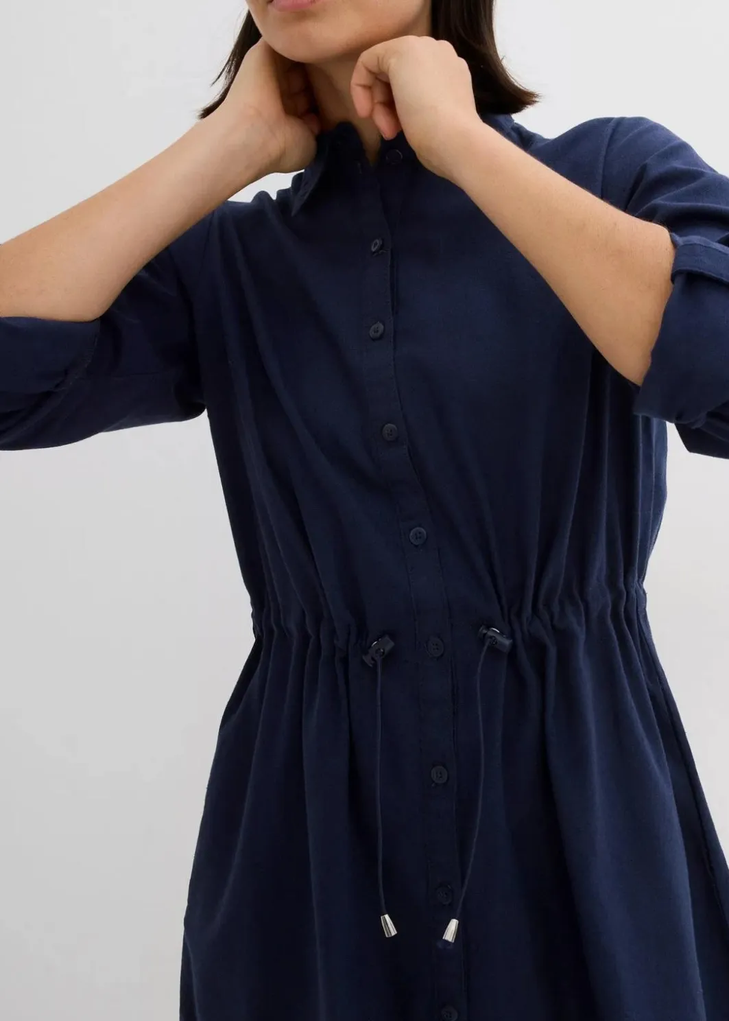 Discount Hemdblusenkleid aus Leinen-Baumwoll-Mix Damen Kleider|Bekleidung·Pullover & Strickjacken