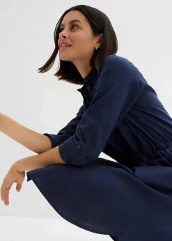 Discount Hemdblusenkleid aus Leinen-Baumwoll-Mix Damen Kleider|Bekleidung·Pullover & Strickjacken