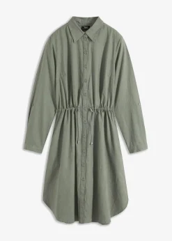 Online Hemdblusenkleid aus Leinen-Baumwoll-Mix Damen Bekleidung·Pullover & Strickjacken|Kleider