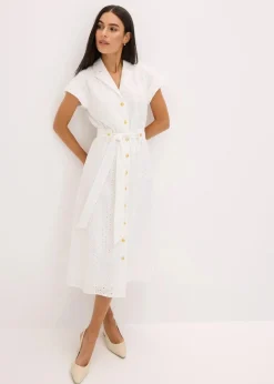 Sale Hemdblusenkleid aus Lochspitze Damen Kleider|Bekleidung·Pullover & Strickjacken