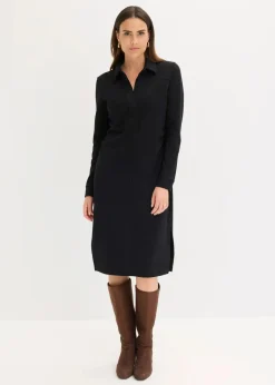 Hemdblusenkleid aus Punto di Roma Damen Kleider|Bekleidung·Pullover & Strickjacken
