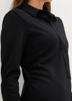 Hemdblusenkleid aus Punto di Roma Damen Kleider|Bekleidung·Pullover & Strickjacken