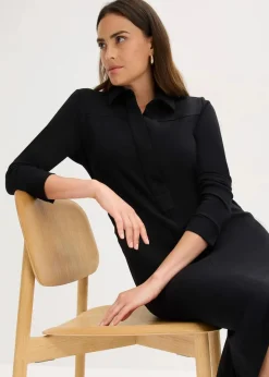 Hemdblusenkleid aus Punto di Roma Damen Kleider|Bekleidung·Pullover & Strickjacken