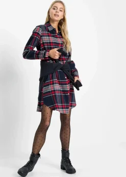 Damen bonprix Bekleidung·Pullover & Strickjacken|Kleider|Hemdblusenkleid aus reiner Baumwolle