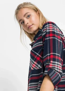 Damen bonprix Bekleidung·Pullover & Strickjacken|Kleider|Hemdblusenkleid aus reiner Baumwolle