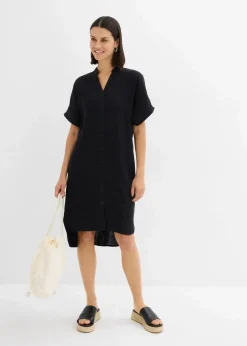 Damen bonprix Bekleidung·Pullover & Strickjacken|Kleider|Hemdblusenkleid aus reiner Baumwolle