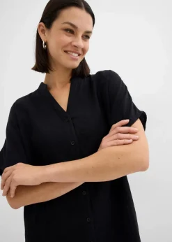 Damen bonprix Bekleidung·Pullover & Strickjacken|Kleider|Hemdblusenkleid aus reiner Baumwolle