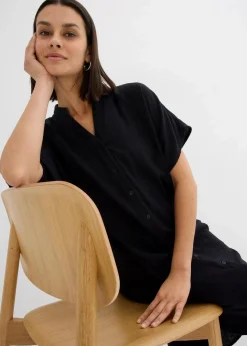 Damen bonprix Bekleidung·Pullover & Strickjacken|Kleider|Hemdblusenkleid aus reiner Baumwolle