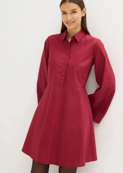 Damen bonprix Kleider|Nachhaltigere Materialien|Hemdblusenkleid aus reiner Baumwolle