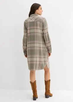 Damen bonprix Kleider|Bekleidung·Pullover & Strickjacken|Hemdblusenkleid aus reiner Baumwolle