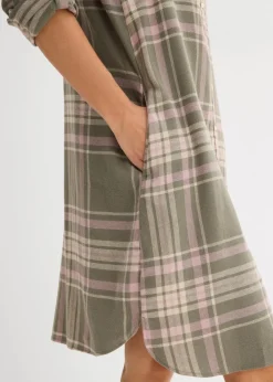 Damen bonprix Kleider|Bekleidung·Pullover & Strickjacken|Hemdblusenkleid aus reiner Baumwolle