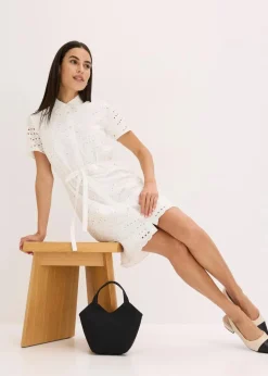 Damen bonprix Bekleidung·Pullover & Strickjacken|Kleider|Hemdblusenkleid aus reiner Baumwolle