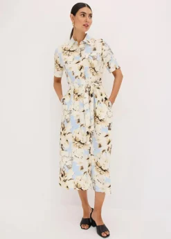 Damen bonprix Bekleidung·Pullover & Strickjacken|Kleider|Hemdblusenkleid aus Viskose mit Bindeband (2.-tlg.)