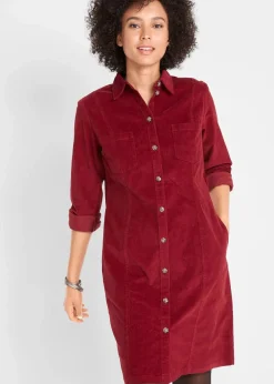 Hemdblusenkleid Cord, Stretch Damen Kleider|Bekleidung·Pullover & Strickjacken