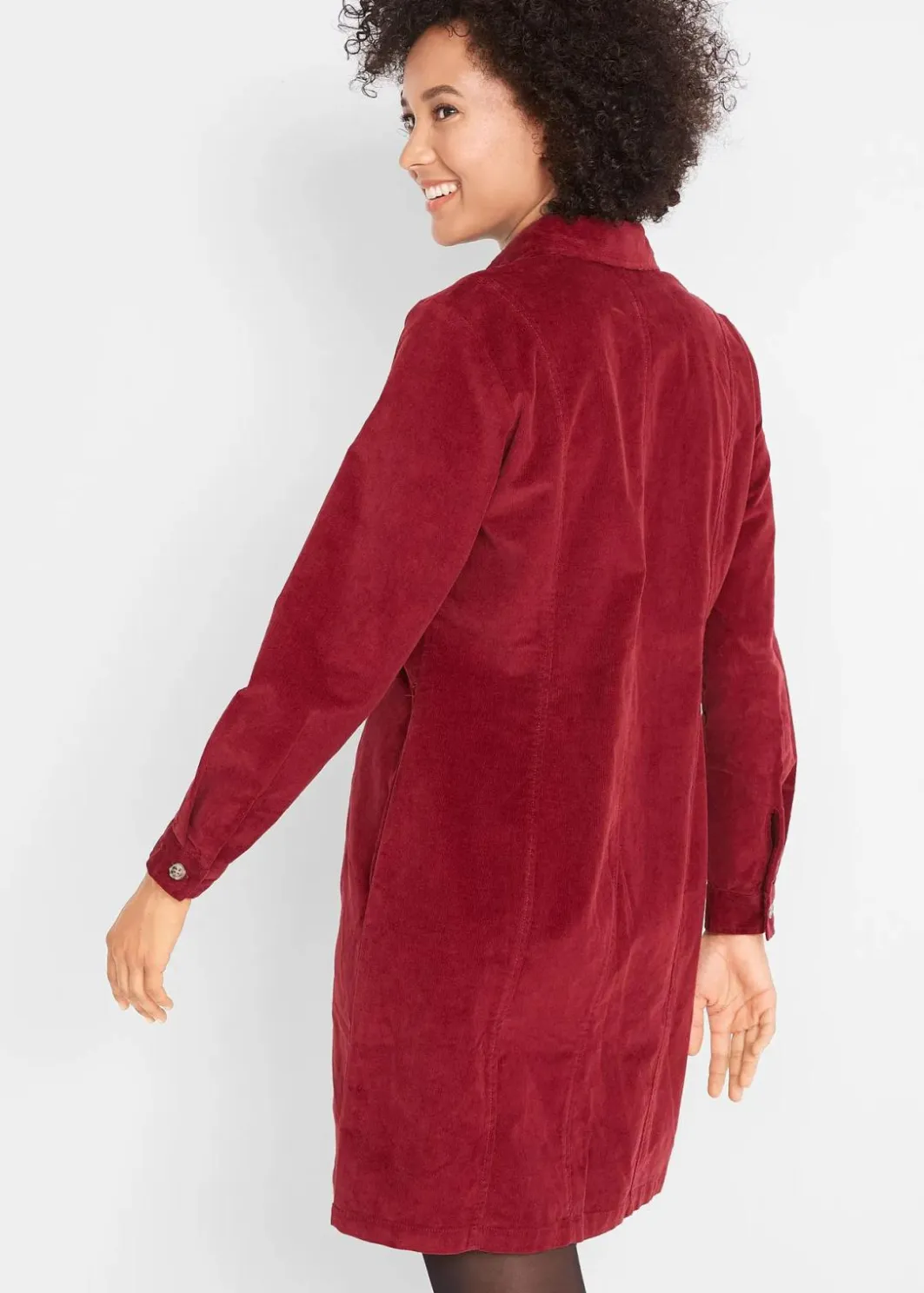 Hemdblusenkleid Cord, Stretch Damen Kleider|Bekleidung·Pullover & Strickjacken