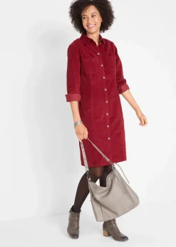 Hemdblusenkleid Cord, Stretch Damen Kleider|Bekleidung·Pullover & Strickjacken