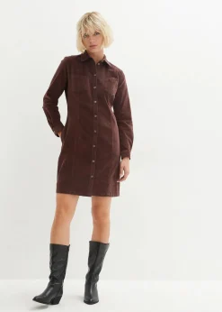 Damen bonprix Kleider|Bekleidung·Pullover & Strickjacken|Hemdblusenkleid Cord, Stretch