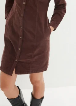 Damen bonprix Kleider|Bekleidung·Pullover & Strickjacken|Hemdblusenkleid Cord, Stretch