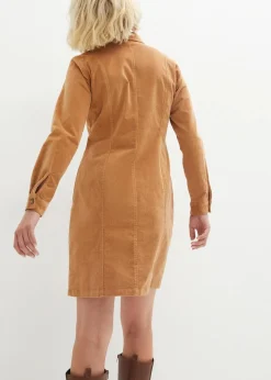 Damen bonprix Kleider|Bekleidung·Pullover & Strickjacken|Hemdblusenkleid Cord, Stretch