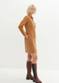 Damen bonprix Kleider|Bekleidung·Pullover & Strickjacken|Hemdblusenkleid Cord, Stretch