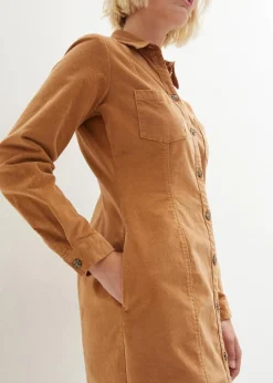 Damen bonprix Kleider|Bekleidung·Pullover & Strickjacken|Hemdblusenkleid Cord, Stretch