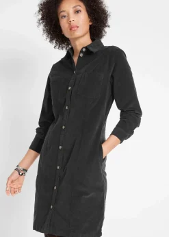 Outlet Hemdblusenkleid Cord, Stretch Damen Bekleidung·Pullover & Strickjacken|Kleider