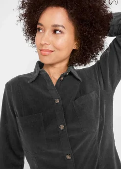 Outlet Hemdblusenkleid Cord, Stretch Damen Bekleidung·Pullover & Strickjacken|Kleider