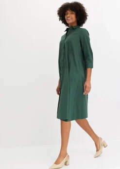 Damen bonprix Kleider|Bekleidung·Pullover & Strickjacken|Hemdblusenkleid mit Baumwolle