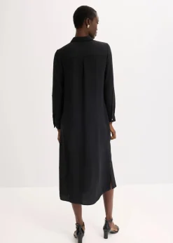 Damen bonprix Kleider|Bekleidung·Pullover & Strickjacken|Hemdblusenkleid mit Leiterspitze