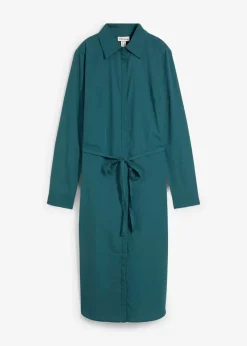Damen bonprix Kleider|Bekleidung·Pullover & Strickjacken|Hemdblusenkleid mit Seidenanteil