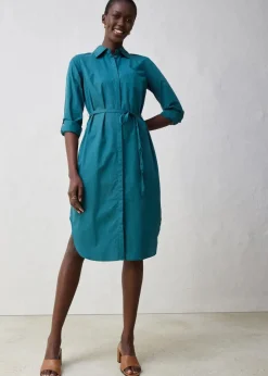 Damen bonprix Kleider|Bekleidung·Pullover & Strickjacken|Hemdblusenkleid mit Seidenanteil