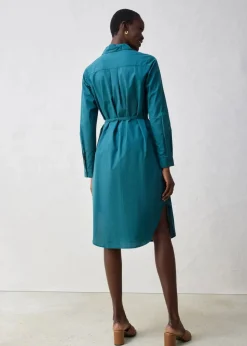 Damen bonprix Kleider|Bekleidung·Pullover & Strickjacken|Hemdblusenkleid mit Seidenanteil