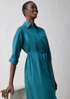 Damen bonprix Kleider|Bekleidung·Pullover & Strickjacken|Hemdblusenkleid mit Seidenanteil
