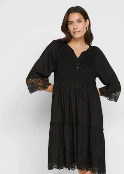 Online Hemdblusenkleid mit Spitze Damen Kleider|Bekleidung·Pullover & Strickjacken