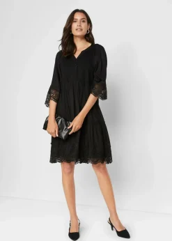 Online Hemdblusenkleid mit Spitze Damen Kleider|Bekleidung·Pullover & Strickjacken
