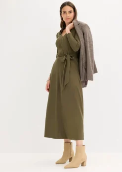 Damen bonprix Bekleidung·Pullover & Strickjacken|Kleider|Hemdblusenkleid mit Viskose