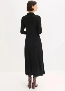 Damen bonprix Kleider|Bekleidung·Pullover & Strickjacken|Hemdblusenkleid mit Viskose