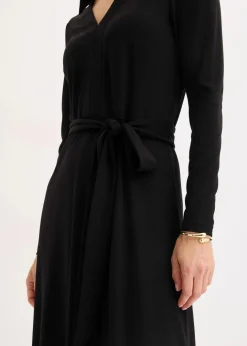 Damen bonprix Kleider|Bekleidung·Pullover & Strickjacken|Hemdblusenkleid mit Viskose