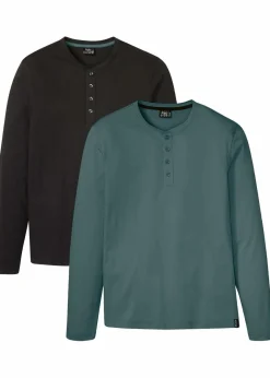 Sale Henleyshirt aus reiner Baumwolle (2er Pack) Herren Basics|Shirts & Polos