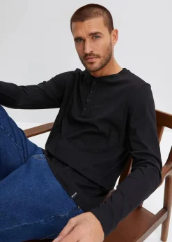 Sale Henleyshirt aus reiner Baumwolle (2er Pack) Herren Basics|Shirts & Polos